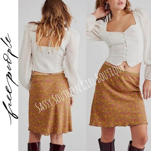 Free People Dresses & Skirts - 🆕⭐Free People olive green floral flirty skirt